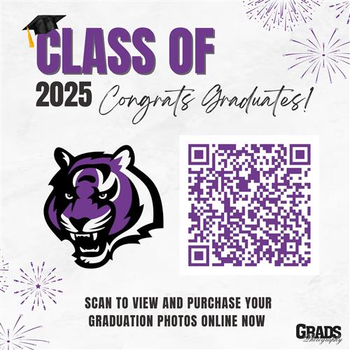 Class of 2025 graduation photos now available. Scan the QR to view and purchase your graduation photos online now.
